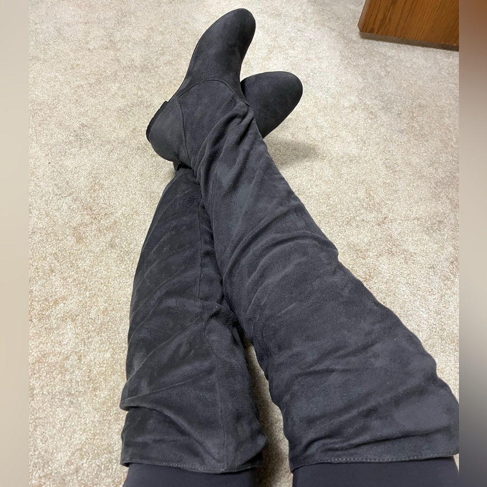 Knee high grey boots